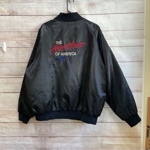 VINTAGE WEST ARK THE HEARTBEAT OF‎ AMERICA EMBROIDERED SATIN BOMBER JACKET